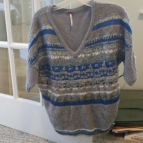 Free People Sweaters - Free people grey and blue sequin dolman sweater S